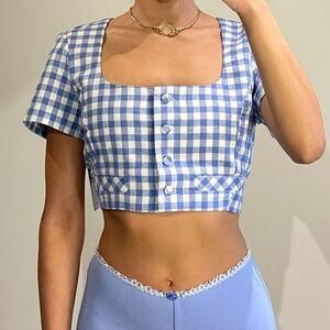 Blue and White Crop Top S